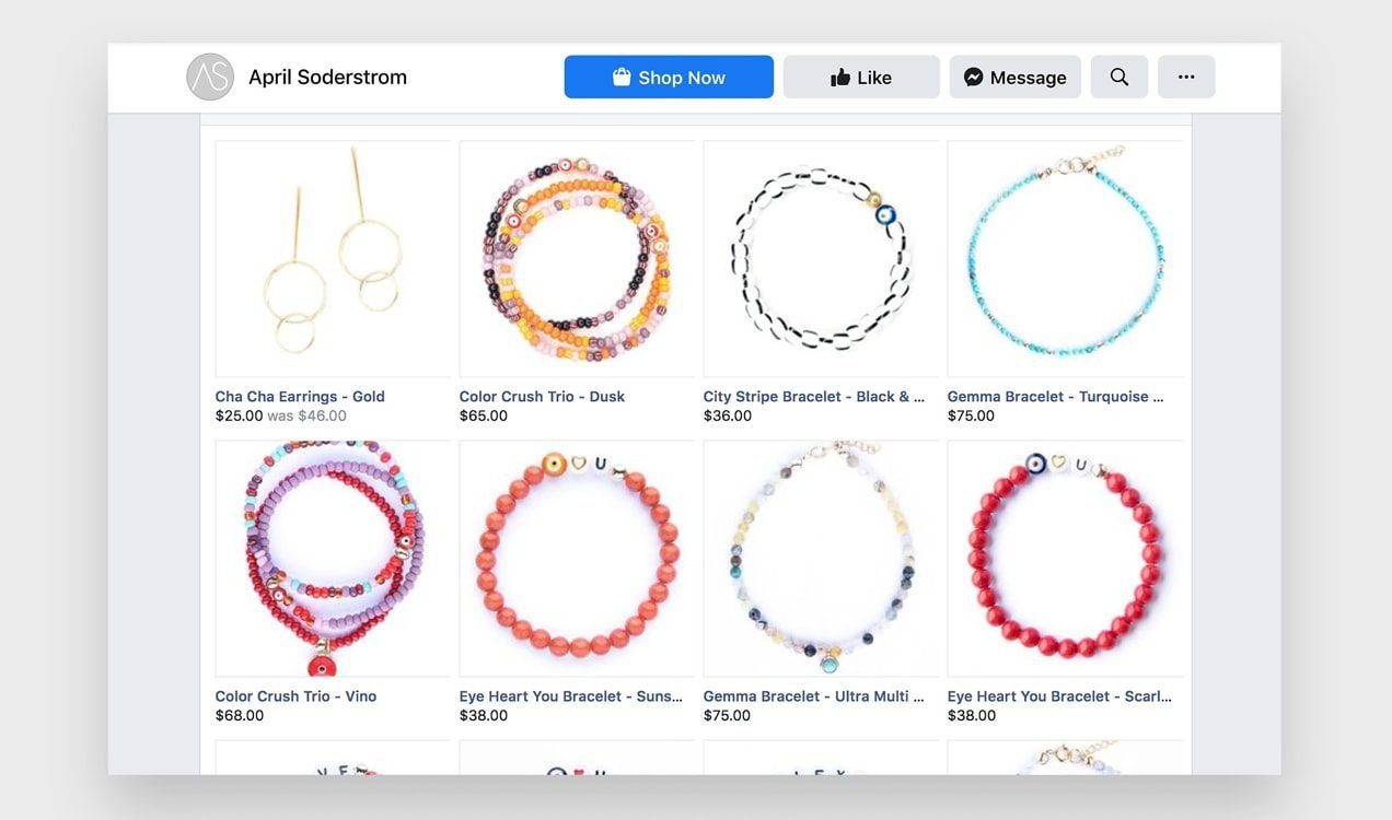 blog-aprilsoderstrom2x products listings on April Soderstrom's Facebook account