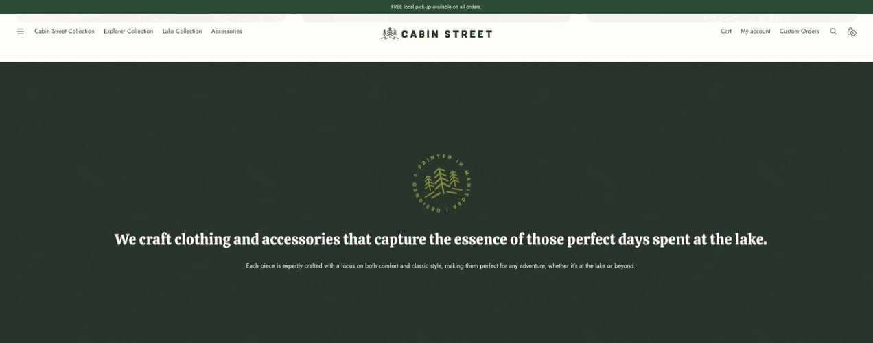 page from the Cabin Street site