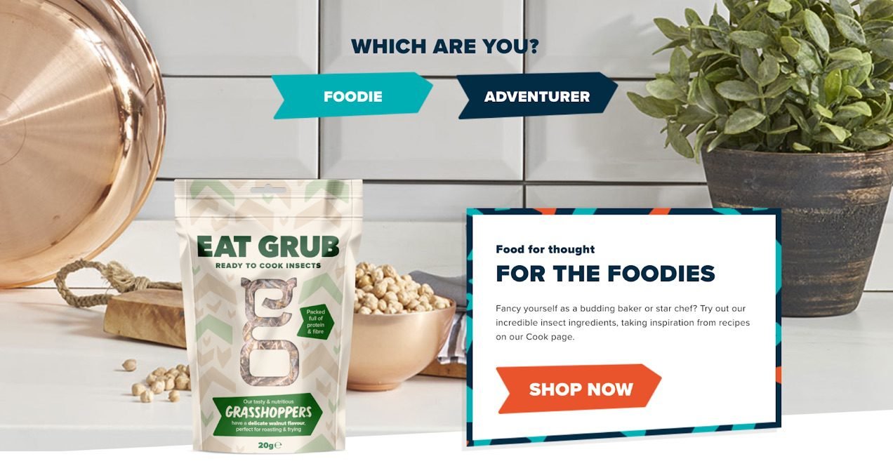 blog-eat-grub-site-screenshot-032x-1 By letting people self-identify as a foodie or as an adventurer, the products are filtered for a smoother shopping experience.