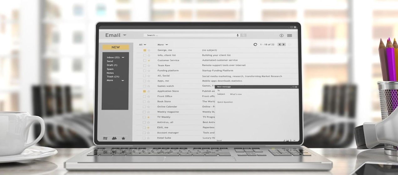 email program open on a laptop