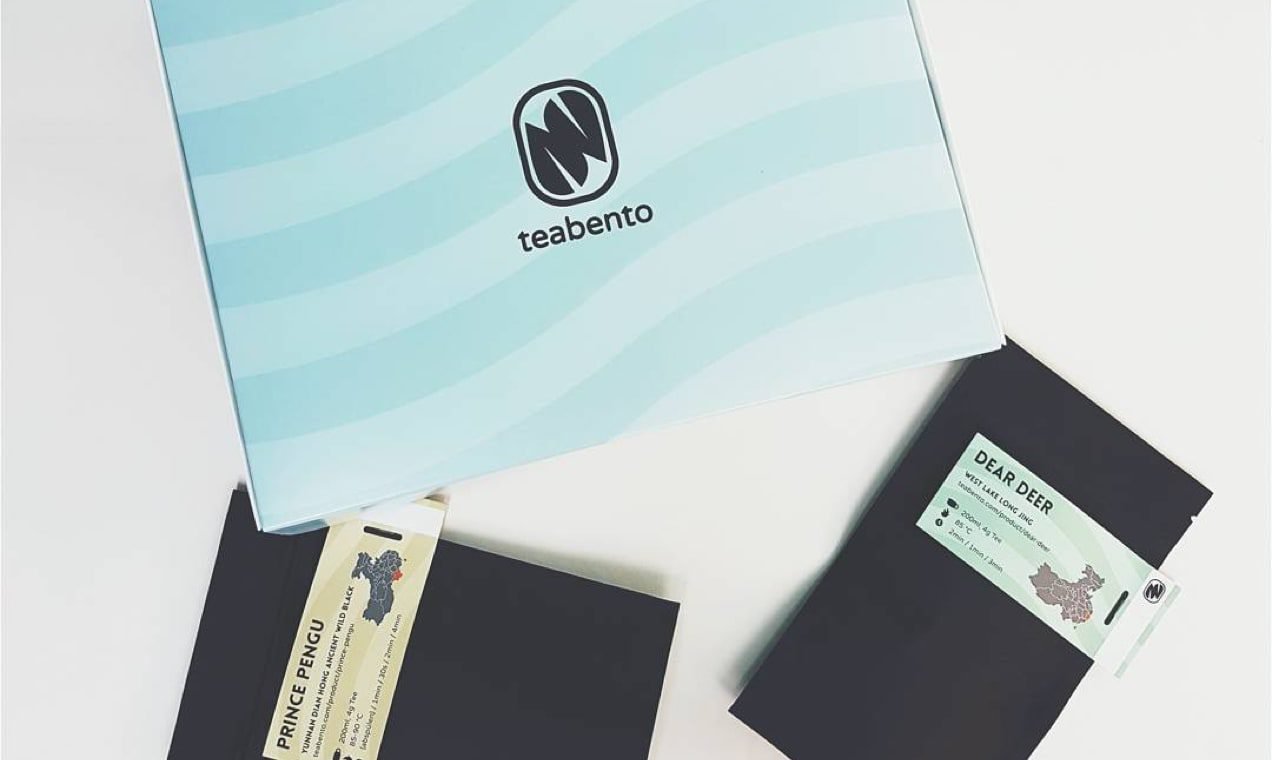 photo of Teabento packaging - a blue box with their logo on the center