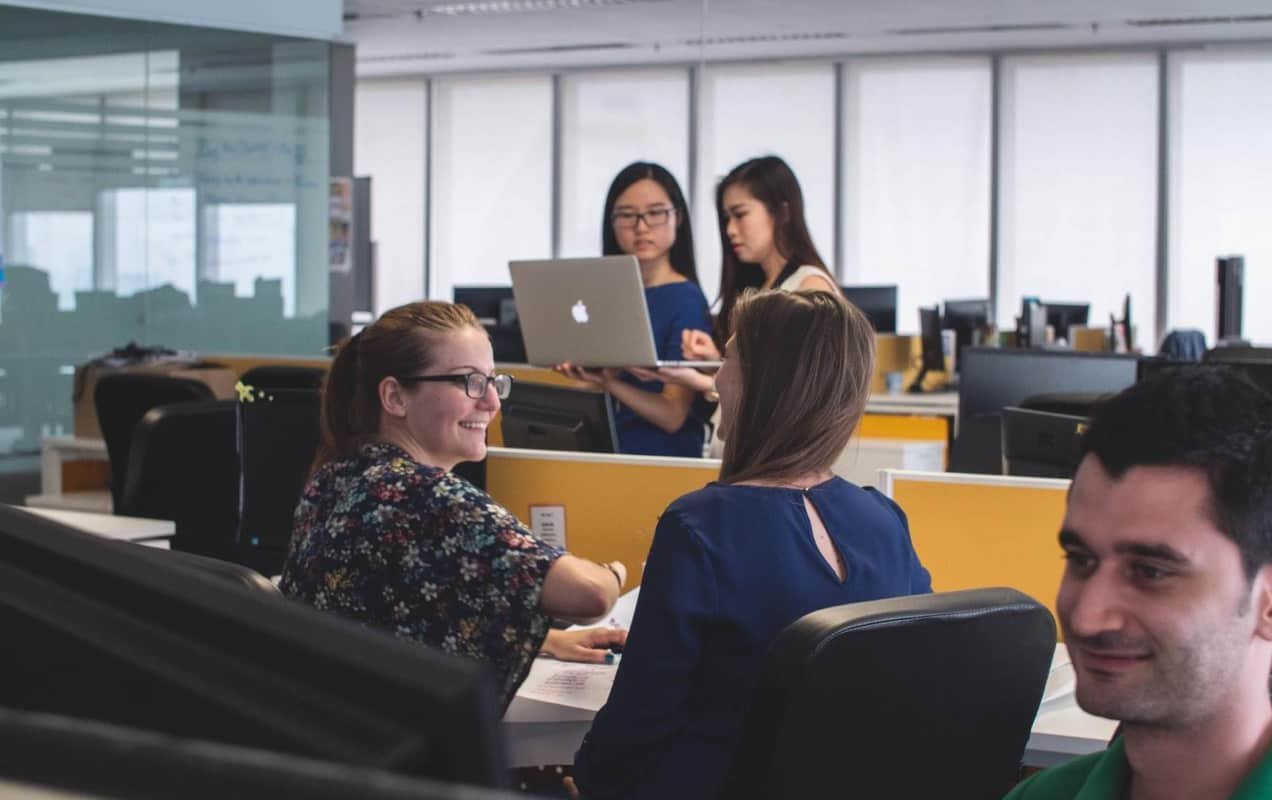 people working in an office