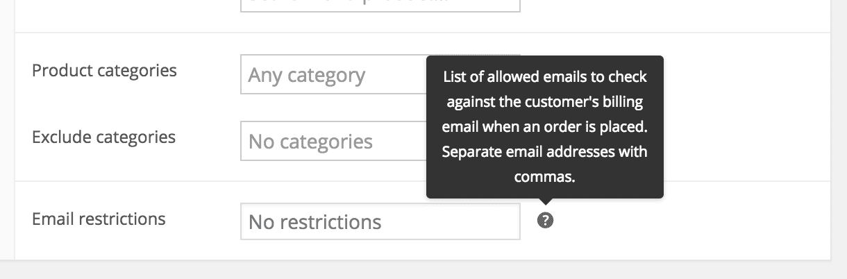 screen-shot-2016-05-05-at-1-08-22-pm Hovering over the tooltip will tell you the intended behavior for this functionality: coupon codes restricted by customer emails.