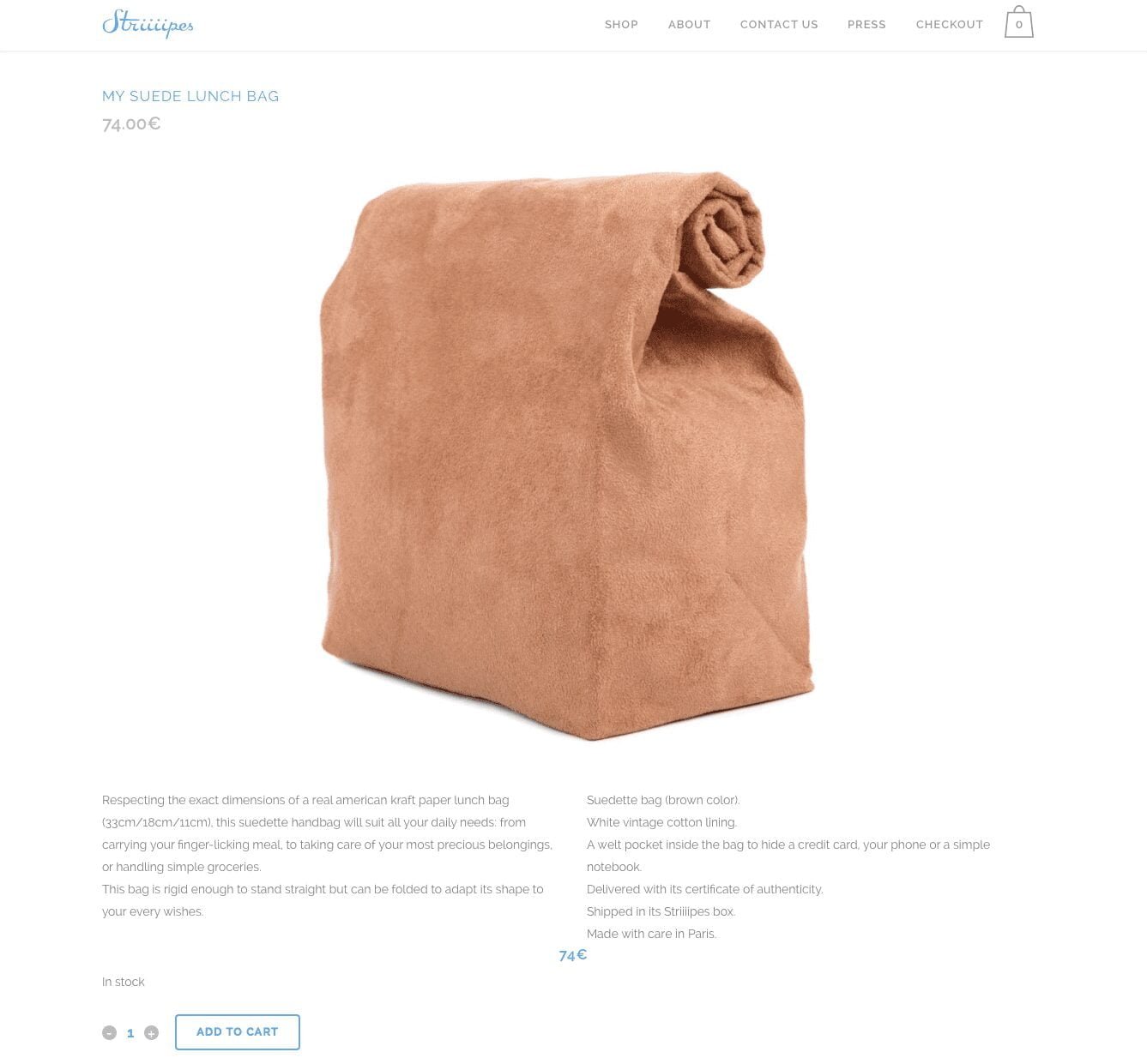 Striiiipes - Product page - My Suede Lunch Bag